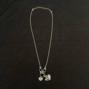Nancy &‎ Rise Heart Pendant Necklace Puffy 11" Silver Tone Metal Marked NR